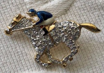 Carolee Crystal Horse Race Pin Brooch