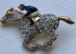 Carolee Crystal Horse Race Pin Brooch