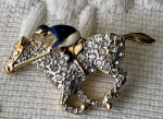 Carolee Crystal Horse Race Pin Brooch