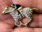 Carolee Crystal Horse Race Pin Brooch
