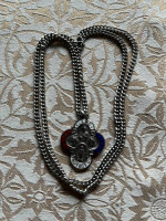 Religious Silver Enameled Air, Land, & Sea Four-Way Cross Necklace