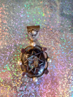 Beautiful Titanium Druzy Sterling Amethyst Pearl Necklace Pendant obo