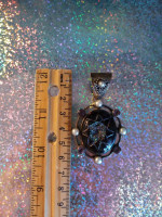 Beautiful Titanium Druzy Sterling Amethyst Pearl Necklace Pendant obo