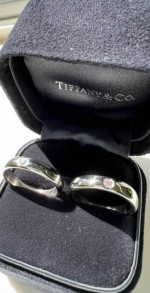2 Tiffany platinum bands with diamond