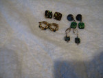 4 Pairs of Green Clip Earrings