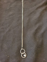 Sterling Silver Interlocking Rings w/ CZ Charm on 17in RoundLink Chain