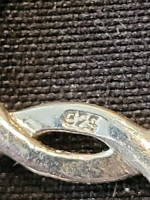 Sterling Silver Interlocking Rings w/ CZ Charm on 17in RoundLink Chain