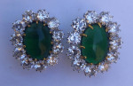 Sterling Emerald and Cubic Zirconia Earrings