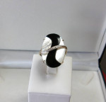 10K GOLD BLACK ONYX MOTHER OF PEARL DIAMOND SWIRL RING LOCAL ESTATE PC