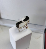 10K GOLD BLACK ONYX MOTHER OF PEARL DIAMOND SWIRL RING LOCAL ESTATE PC