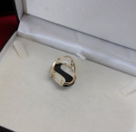 10K GOLD BLACK ONYX MOTHER OF PEARL DIAMOND SWIRL RING LOCAL ESTATE PC
