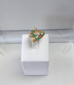 14K GOLD EMERALD AND DIAMOND CLUSTER NUGGET RING Sz5 LOCAL ESTATE SALE