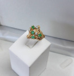 14K GOLD EMERALD AND DIAMOND CLUSTER NUGGET RING Sz5 LOCAL ESTATE SALE