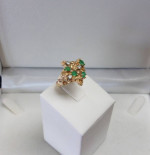 14K GOLD EMERALD AND DIAMOND CLUSTER NUGGET RING Sz5 LOCAL ESTATE SALE