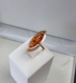 14K GOLD AMBER FOSSIL FASHION RING Sz.7,3/4 LOCAL ESTATE SALE STUNNING