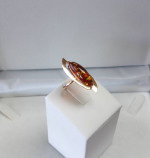 14K GOLD AMBER FOSSIL FASHION RING Sz.7,3/4 LOCAL ESTATE SALE STUNNING