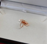 14K GOLD AMBER FOSSIL FASHION RING Sz.7,3/4 LOCAL ESTATE SALE STUNNING