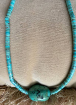 Gorgeous Natural Turquoise Disc Necklace!