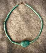 Gorgeous Natural Turquoise Disc Necklace!