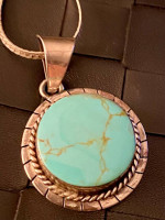 Mexican Sterling Silver and Real Turquoise pendant Necklace!