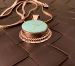 Mexican Sterling Silver and Real Turquoise pendant Necklace!