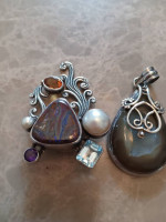 Large Sterling silver pendant.with stones