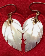 14K Mother of Pearl Leaf Dangle Earrings