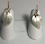 14K Mother of Pearl Leaf Dangle Earrings