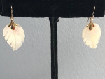14K Mother of Pearl Leaf Dangle Earrings