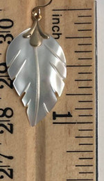 14K Mother of Pearl Leaf Dangle Earrings