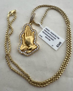 Sterling Silver Gold Plated Dürer Hands Necklace