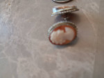 Cameo earrings silver and gold