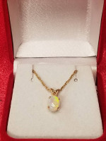 Sale! 14k Gold Necklace with Genuine Opal Pendant