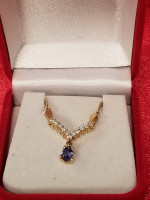Sale! 14k Thick Gold Necklace + DIAMOND & AMETHYST CHARM