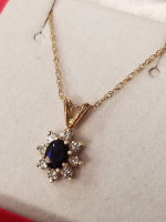 Sale! 14k Gold SAPPHIRE & DIAMOND NECKLACE