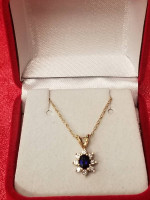 Sale! 14k Gold SAPPHIRE & DIAMOND NECKLACE
