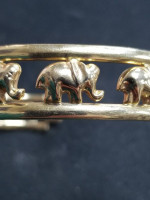 "LUCKY" Trunk's Up 14k GOLD ELEPHANT Bangle Bracelet