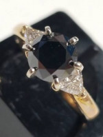 BLACK &WHITE DIAMOND RING in 14K Yellow Gold Over 2 Carats