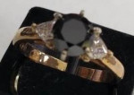 BLACK &WHITE DIAMOND RING in 14K Yellow Gold Over 2 Carats