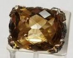 HUGE GOLDEN TOPAZ & YELLOW DIAMOND 14K GOLD RING