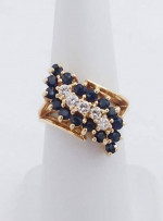 Sapphire & Diamond 14K Yellow Gold 7 Grams Retail Price $1600