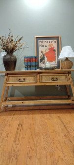 Rustic Pinewood Sofa Console Entry Table