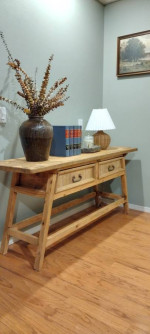 Rustic Pinewood Sofa Console Entry Table