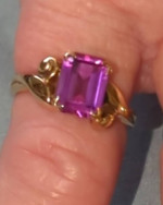 Lady's purple Ring and pierced Earrings Set