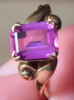 Lady's purple Ring and pierced Earrings Set
