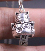 Chinese Lucky Cat Sterling Silver New