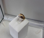 18K YELLOW GOLD BLUE ENAMEL DESIGN RING LOCAL ESTATE SALE *BEAUTIFUL!
