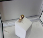 18K YELLOW GOLD BLUE ENAMEL DESIGN RING LOCAL ESTATE SALE *BEAUTIFUL!