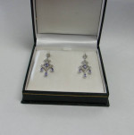 14K White Gold Tanzanite and Diamond Chandelier Earrings Local Estate