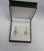 14K White Gold Tanzanite and Diamond Chandelier Earrings Local Estate